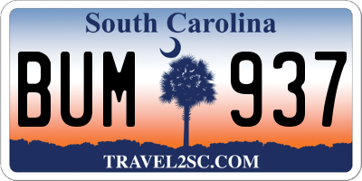 SC license plate BUM937