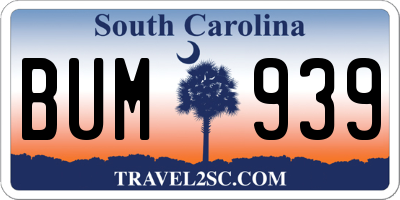 SC license plate BUM939