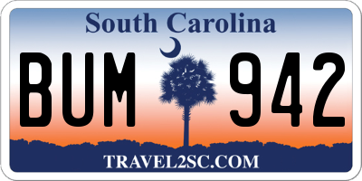 SC license plate BUM942