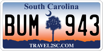SC license plate BUM943