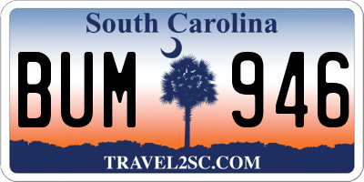 SC license plate BUM946