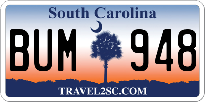 SC license plate BUM948