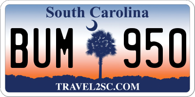 SC license plate BUM950