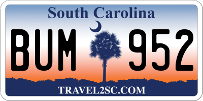 SC license plate BUM952