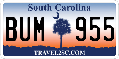 SC license plate BUM955