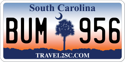 SC license plate BUM956