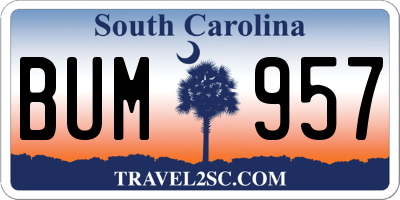 SC license plate BUM957