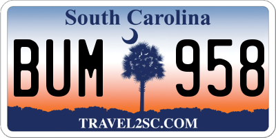 SC license plate BUM958