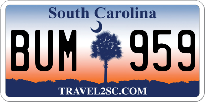 SC license plate BUM959