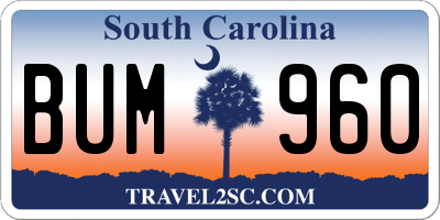 SC license plate BUM960
