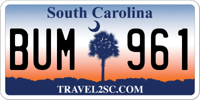 SC license plate BUM961