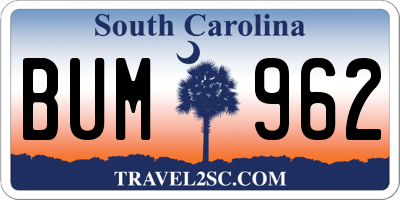 SC license plate BUM962