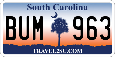 SC license plate BUM963