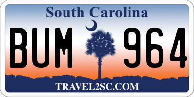 SC license plate BUM964