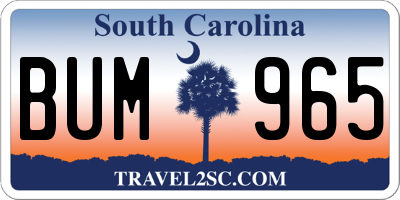 SC license plate BUM965