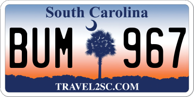 SC license plate BUM967