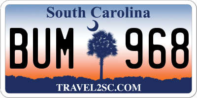 SC license plate BUM968