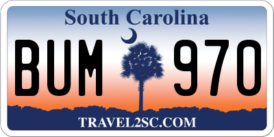 SC license plate BUM970