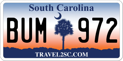 SC license plate BUM972