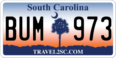 SC license plate BUM973