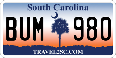 SC license plate BUM980