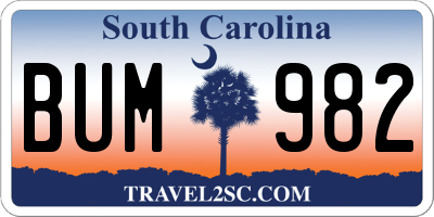 SC license plate BUM982