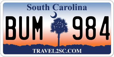 SC license plate BUM984