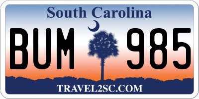 SC license plate BUM985