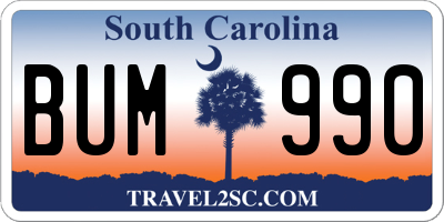 SC license plate BUM990