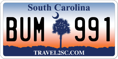 SC license plate BUM991
