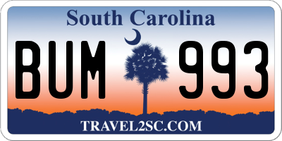 SC license plate BUM993