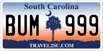 SC license plate BUM999