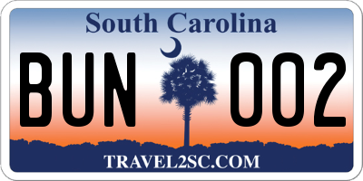 SC license plate BUN002