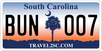 SC license plate BUN007