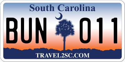 SC license plate BUN011