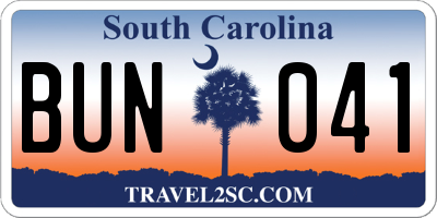 SC license plate BUN041