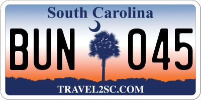 SC license plate BUN045