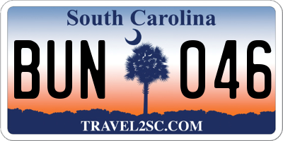 SC license plate BUN046