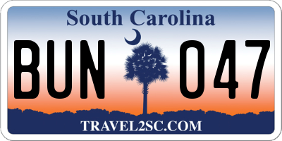 SC license plate BUN047