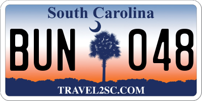 SC license plate BUN048
