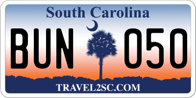 SC license plate BUN050