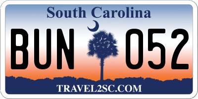 SC license plate BUN052
