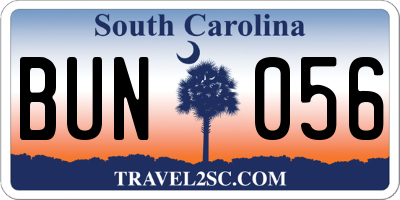 SC license plate BUN056