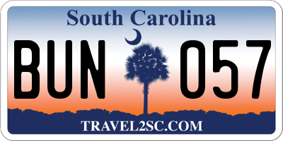 SC license plate BUN057