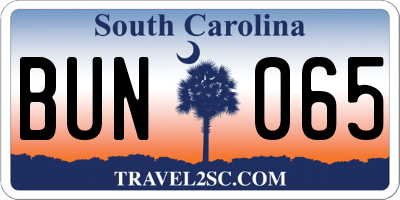 SC license plate BUN065