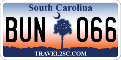 SC license plate BUN066