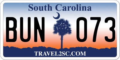 SC license plate BUN073
