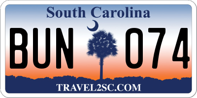 SC license plate BUN074