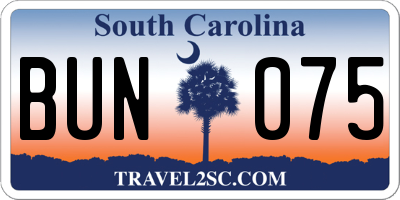 SC license plate BUN075
