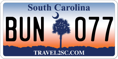 SC license plate BUN077